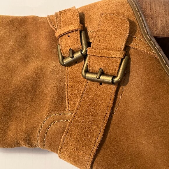 Anne Klein AKBilling Brown Suede Ankle Boots Buckle Detailing Women's Size 7.5M - Picture 12 of 13